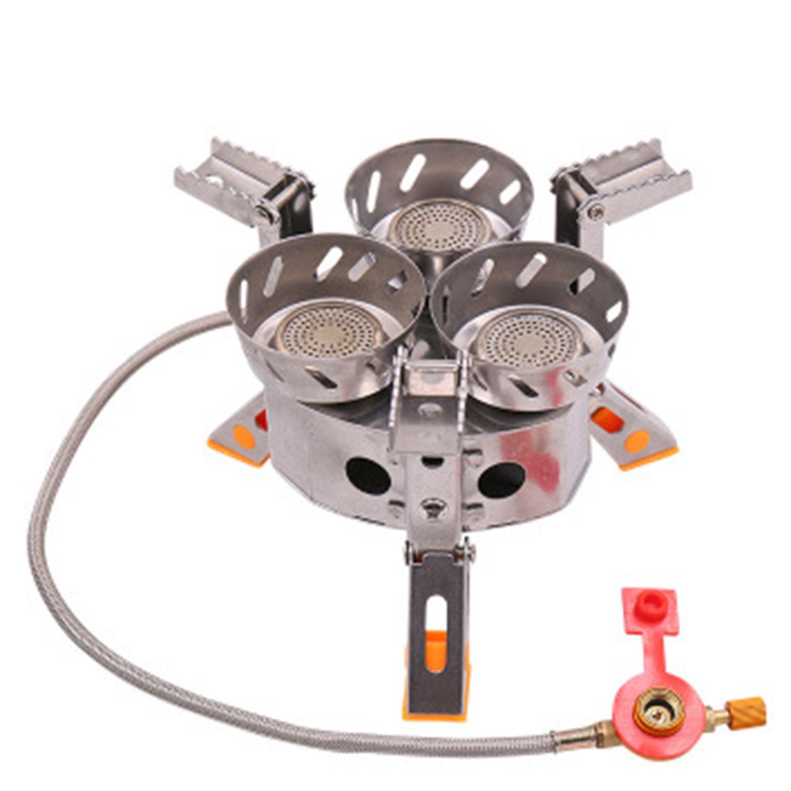 Bếp cắm trại ba lỗ 9800W Công suất cao chống gió có thể gập lại bằng Thép không gỉ