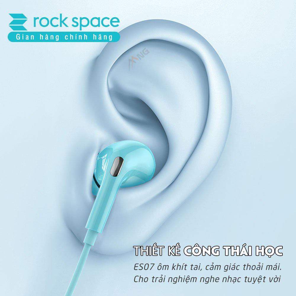 Tai nghe có dây Rockspace ES07 dành cho samsung có mic chuẩn 3,5 nhét tai - Hàng chính hãng 