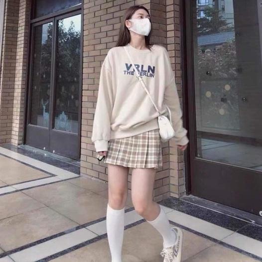 Set nỉ sweater kèm chân váy Nữ -Bộ màu nude basic xinh xắn, dễ thương phong cách hàn quốc Ullzang