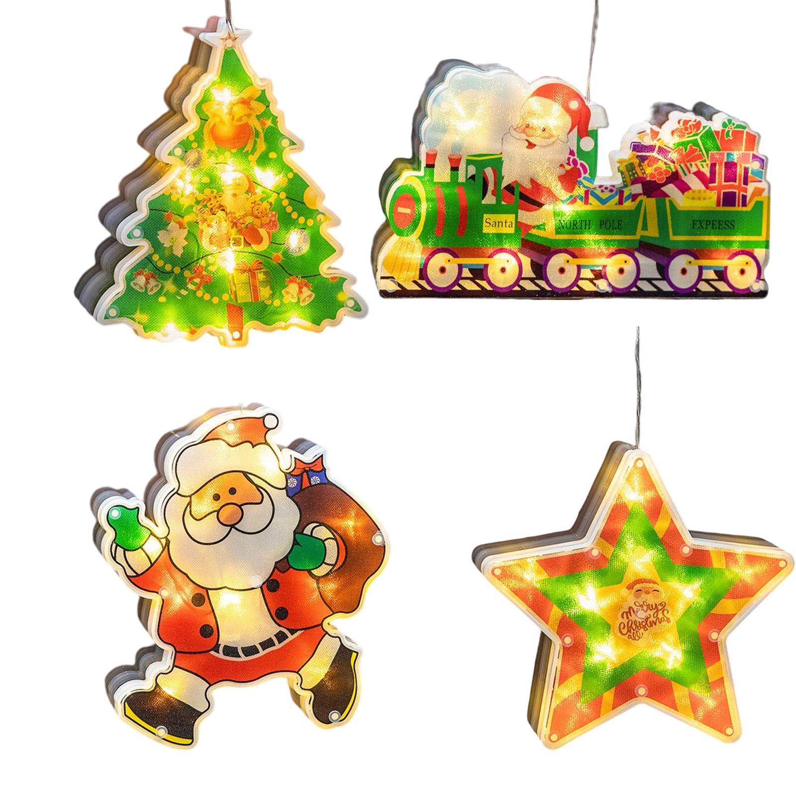 4Pcs Lighted Christmas Window Decorations Christmas Decoration with Suction Cup