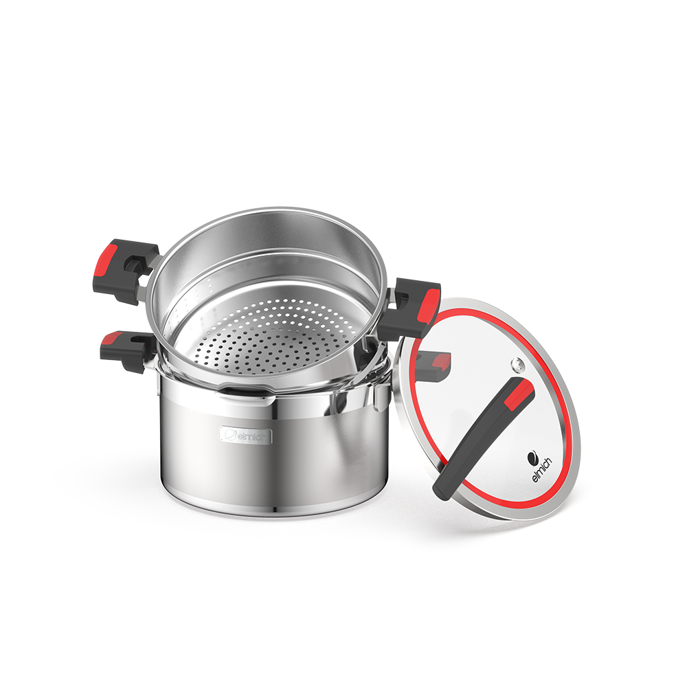Bộ nồi inox liền khối 7 món Elmich Milano EL-8272 - Hàng chính hãng