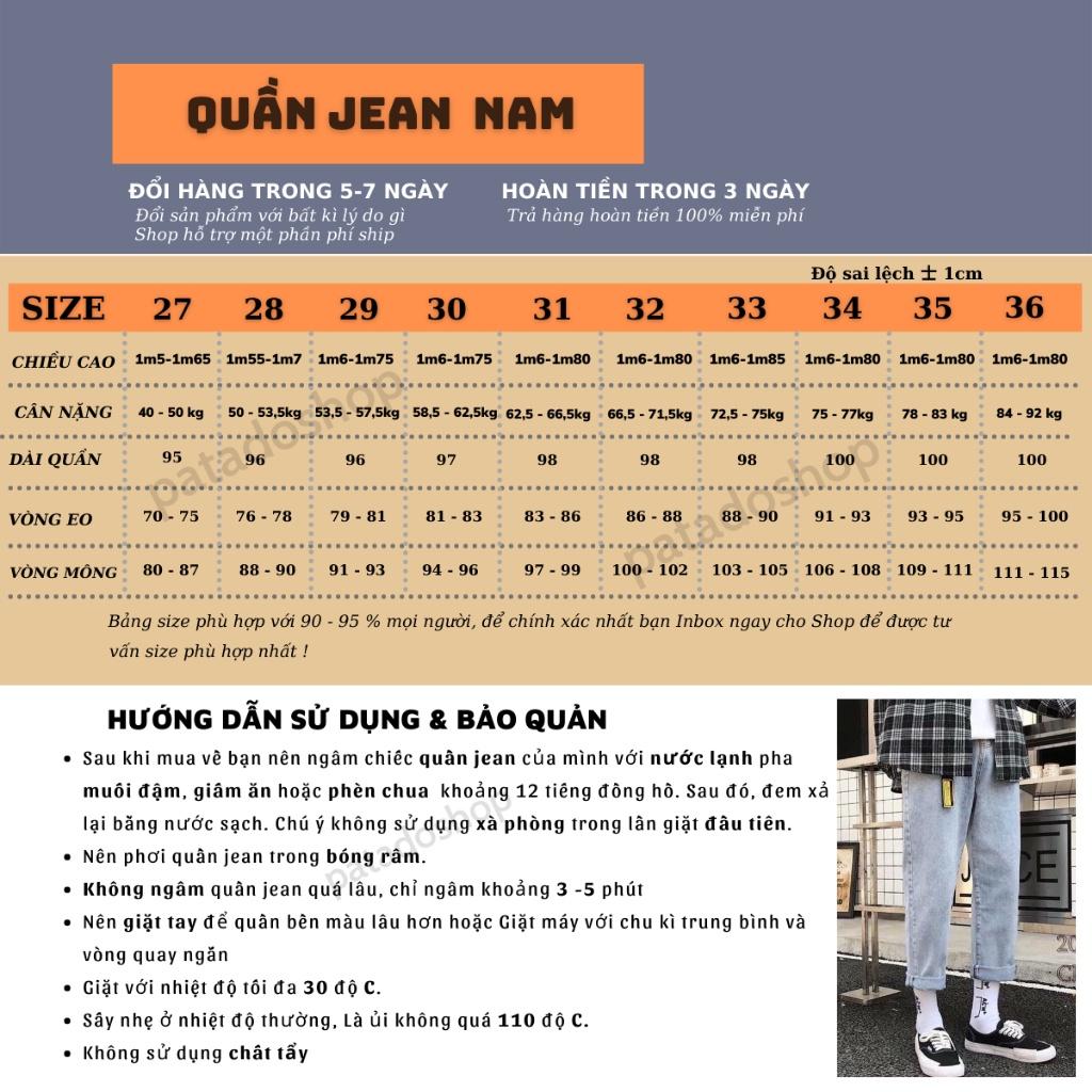 Quần Jean Baggy Suông Ống Rộng Vải Bò Jeans Cao Cấp TR01 Không Phai Màu