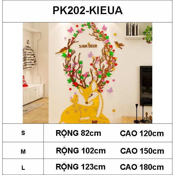 Tranh dán tường mica 3d decor khổ lớn hươu sao, công, phượng hoàng tranh trang trí phòng khách, phòng ngủ, spa, nail
