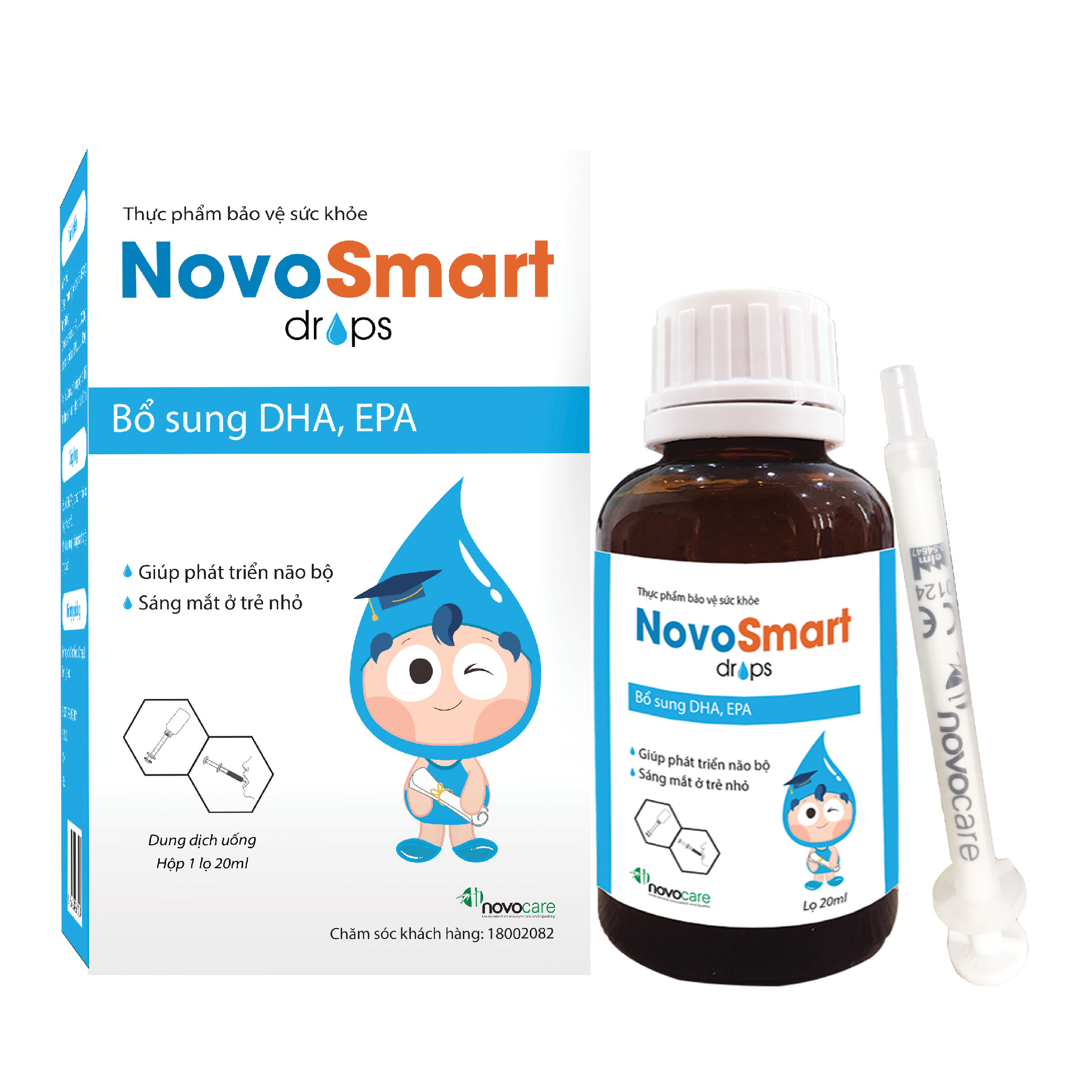 DHA, EPA Nhũ Tương Nhỏ Giọt Không Tanh, Hàm Lượng Cao - Novosmart Drop - Giúp Phát Triển Não Bộ, Tăng Khả Năng Tập Trung, Sáng Mắt - Thích Hợp Cho Trẻ Sinh Non, Trẻ Nhỏ