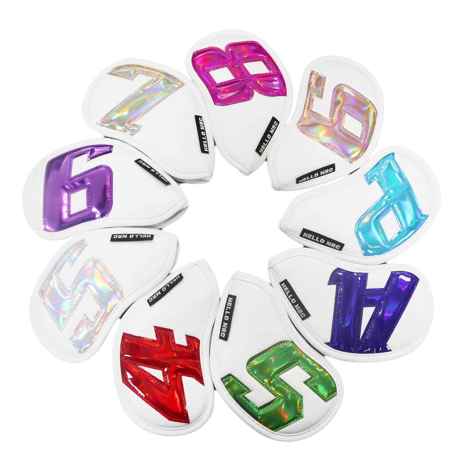 9x Golf Iron Head Cover Club Headcover Anti- Covers White