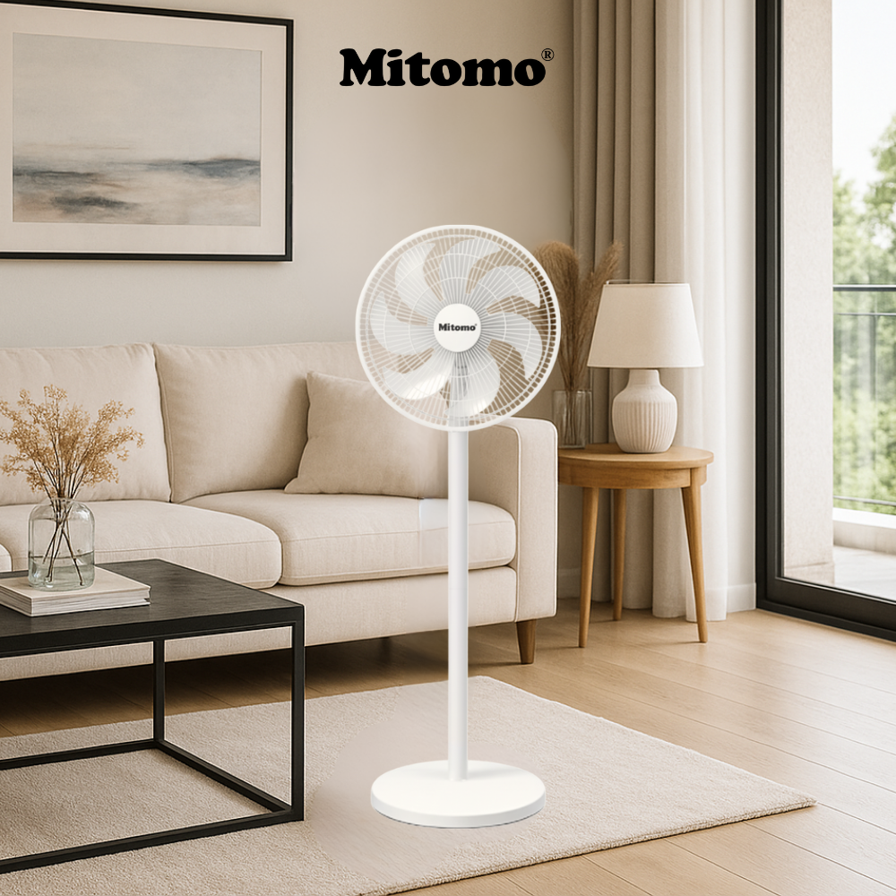 Quạt đứng cao cấp Mitomo FCE-60AE MAX – Điều khiển phím cơ, 3 tốc độ gió hàng chính hãng
