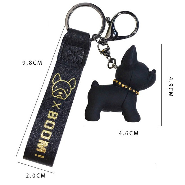 Móc khóa hình chú chó bulldog dễ thương, móc chìa khoá keychain cún dog nhiều màu