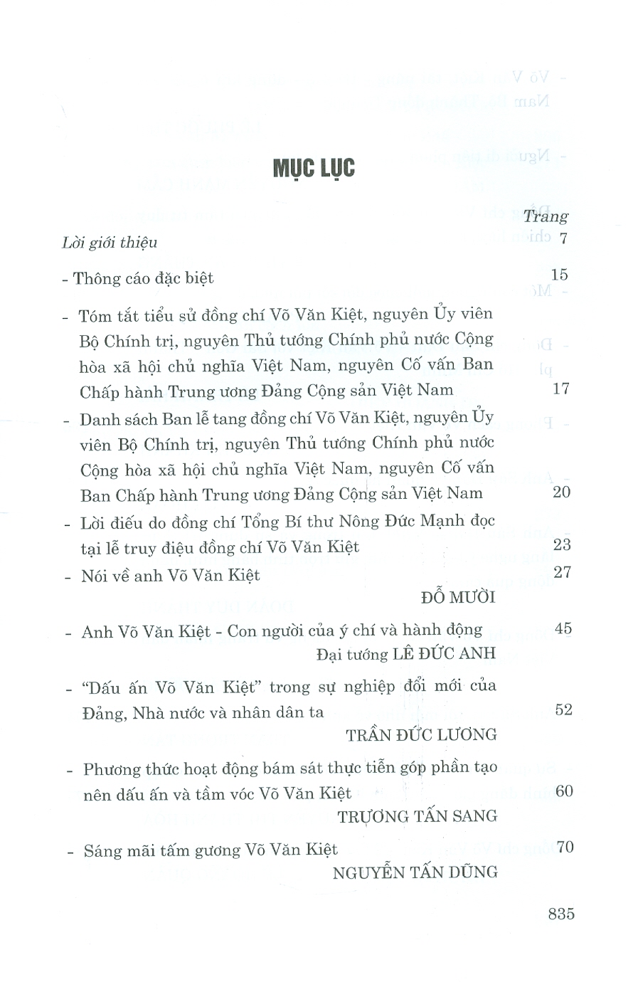 Võ Văn Kiệt - Một Nhân Cách Lớn, Nhà Lãnh Đạo Tài Năng Suốt Đời Vì Nước Vì Dân (Hồi ký) (Bản giới hạn, in 100 quyển)