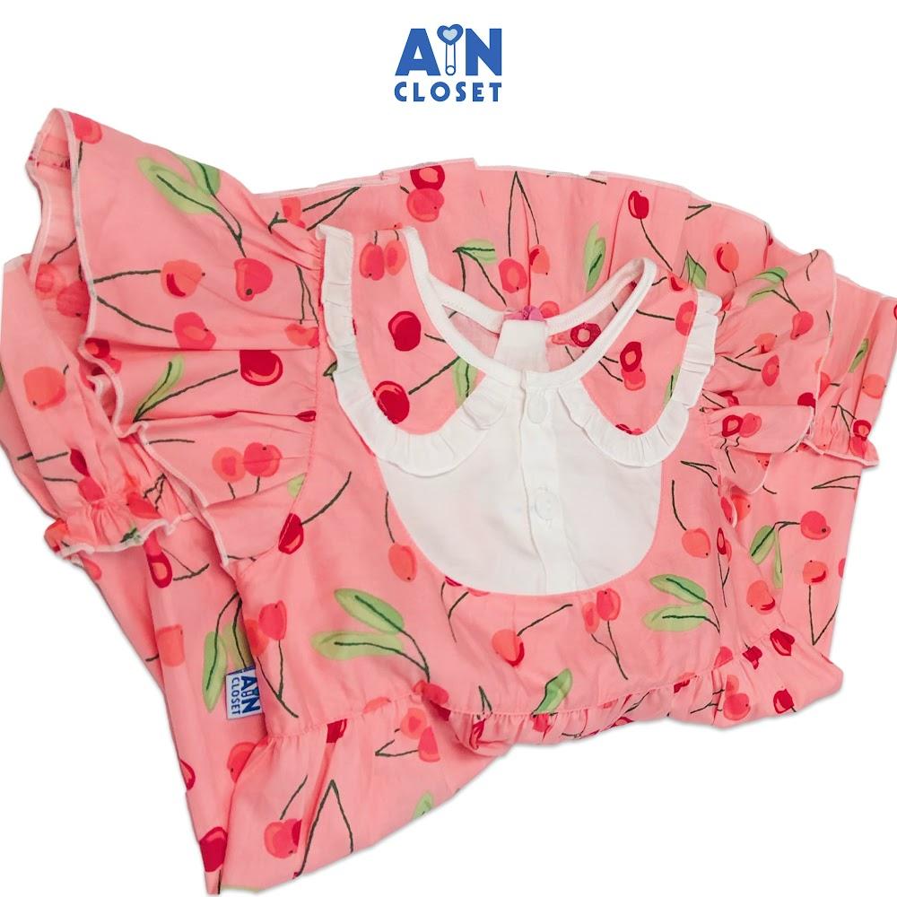 Đầm bé gái họa tiết Cherry hồng cotton - AICDBGJ0Z2CU - AIN Closet