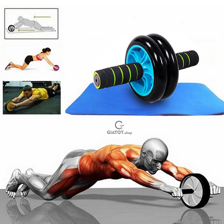 Con lăn tập bụng 2 bánh, máy tập cơ bụng con lăn tập gym tại nhà 