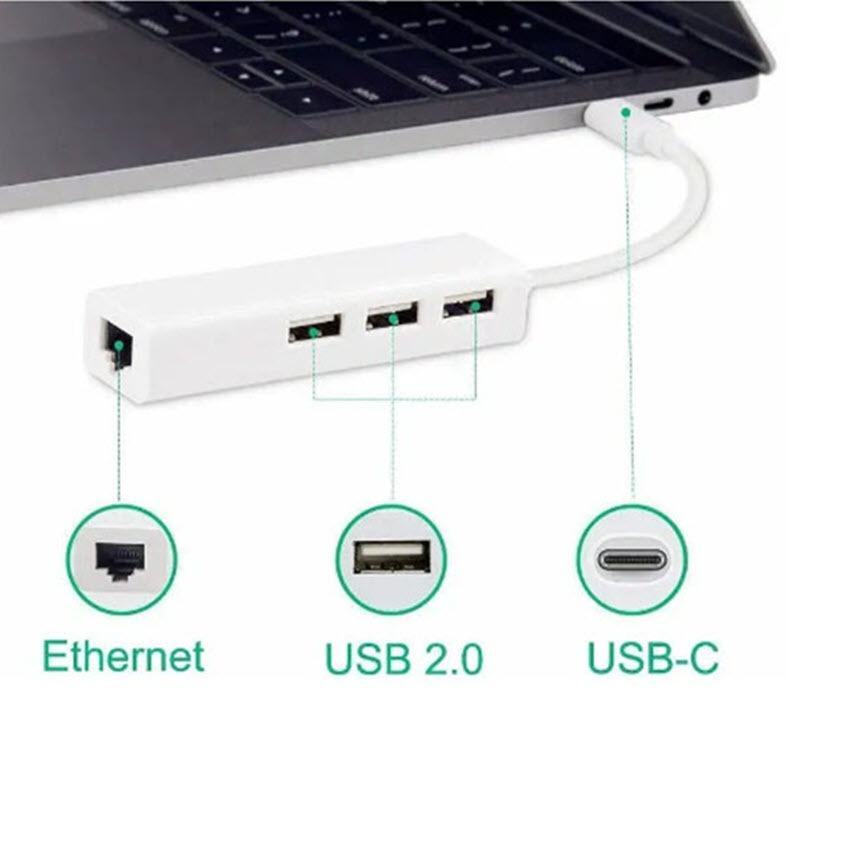 Cáp kết nối Mạng internet cho Điện thoại cổng Micro USB sang mạng LAN Ethernet và 3 cổng USB