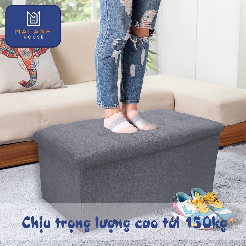 Hộp đôn ghế ngồi Mai Anh House - ghế đôn đa năng dài chất liệu vải Oxfort cao cấp, thân gỗ MDF cứng cáp, mặt nệm êm ái, nội thất thông minh ghế đôn xếp gọn phong cách Thụy Điển sang trọng, tinh tế