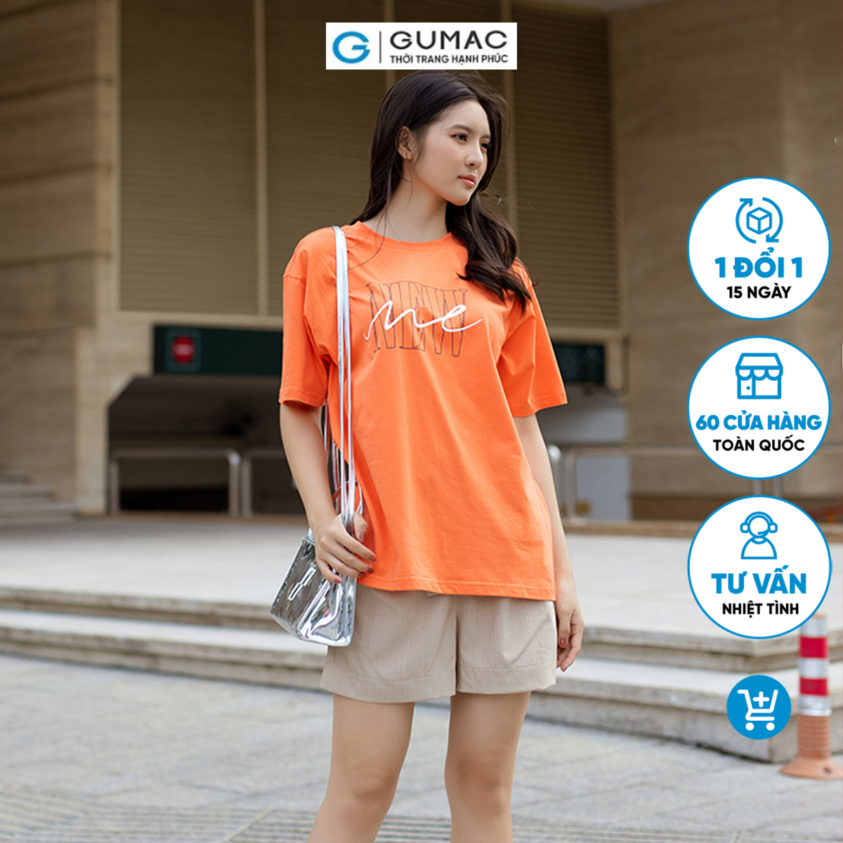 Áo thun nữ in chữ trẻ trung thời trang GUMAC ATD06083
