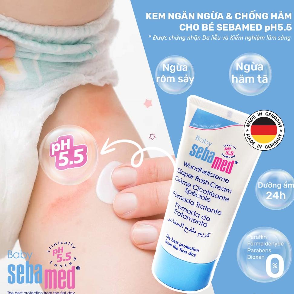 Kem ngăn ngừa hăm tã cho bé Baby Sebamed Diaper Rash Cream pH5.5 tuýp 50ml