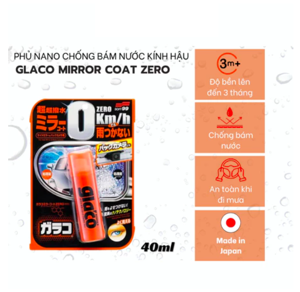 Chai xịt chống bám nước gương chiếu hậu, camera lùi Soft99 Glaco Mirror Coat Zero G-65 40ml