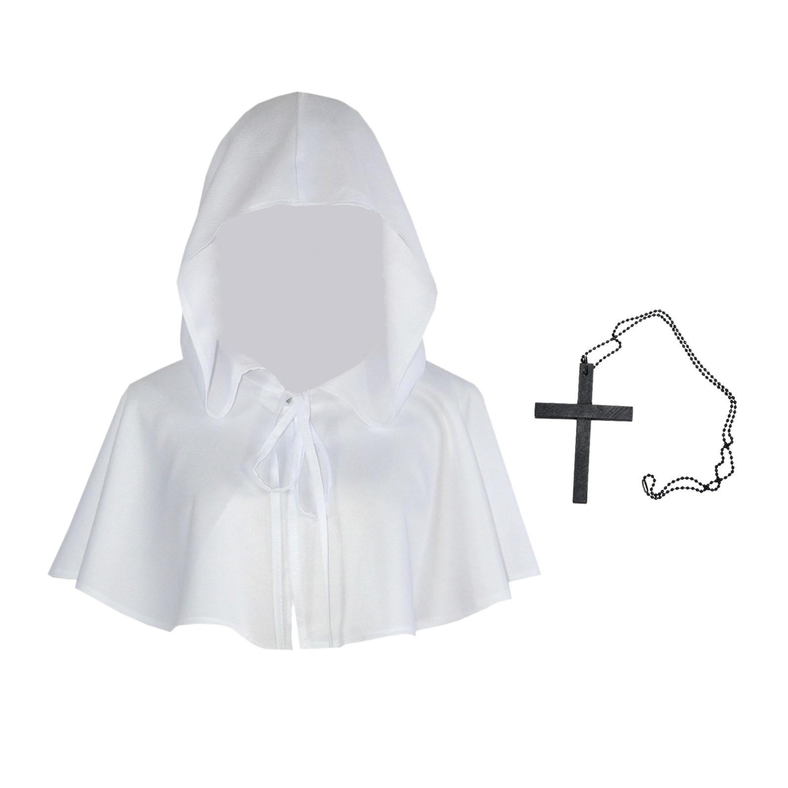 Halloween Cloak Death Cape Halloween Party Cosplay Witch Cowl Hat Short Cape Gothic Props Medieval Hooded Cloak Hat Hooded Poncho for Unisex