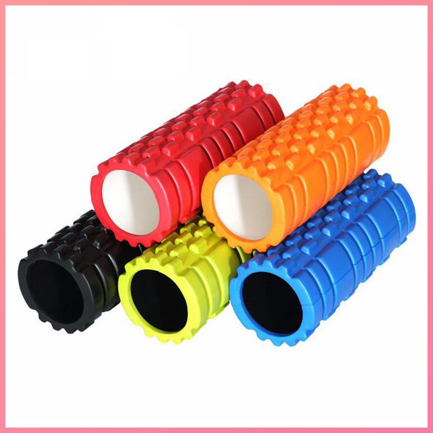 Con lăn Yoga Massage Foarm Roller, ống trụ lăn xốp gai dẹt 33 x 14cm giãn cơ có gai roam rollet cao cấp chịu lực cao