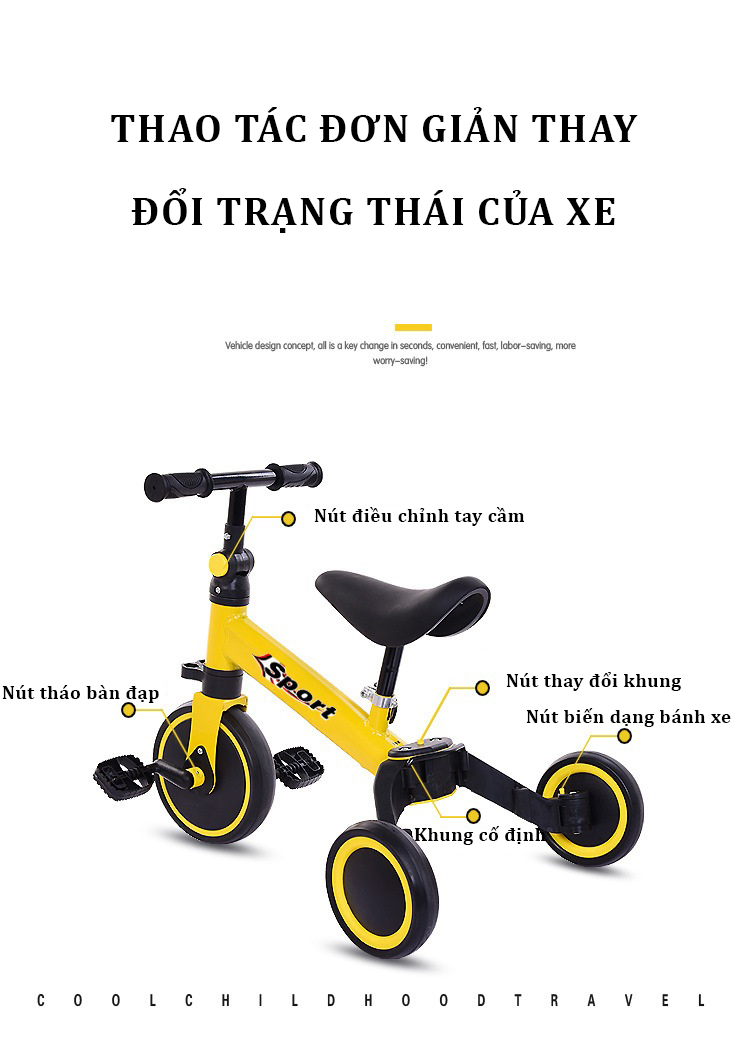 XE THĂNG BẰNG – XE ĐẠP 3 BÁNH ĐA NĂNG – CÓ BÀN ĐẠP KẾT HỢP XE CHÒI CHÂN (Giao mẫu ngẫu nhiên)