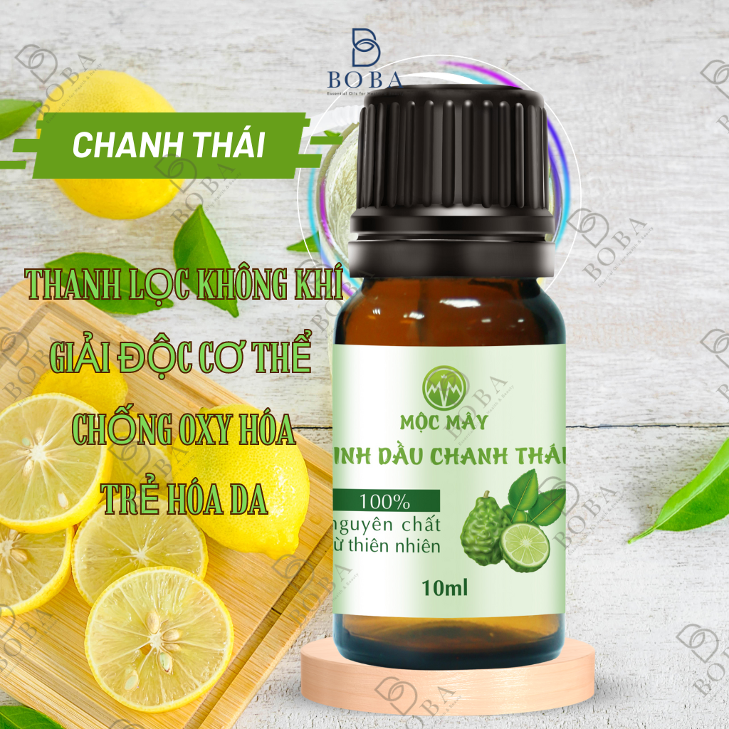 (HCM) Tinh Dầu Chanh Sần, Chanh Thái Thơm Mát, Sảng Khoái, Khử Mùi Hiệu Quả, Giảm Cảm, Lan Tỏa Hương - BOBA NATURALS