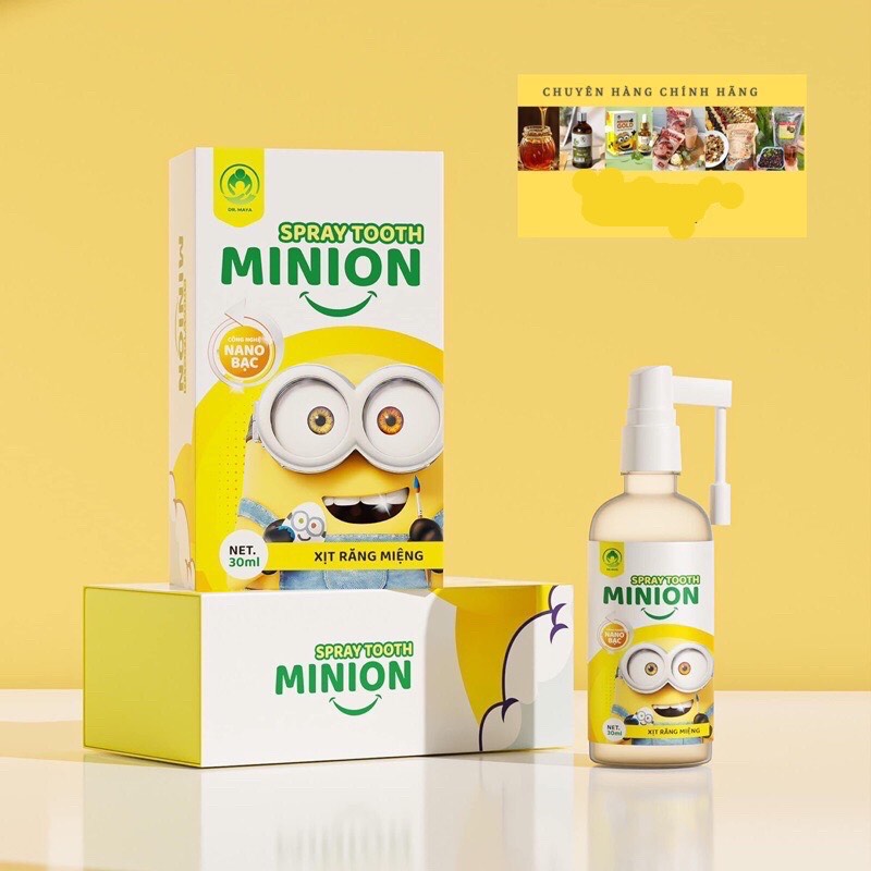 Xịt răng miệng Minion Gold Dr.maya hộp/50ml, Vệ sinh răng miệng ngăn ngừa sau răng cho bé từ 6 tháng tuổi