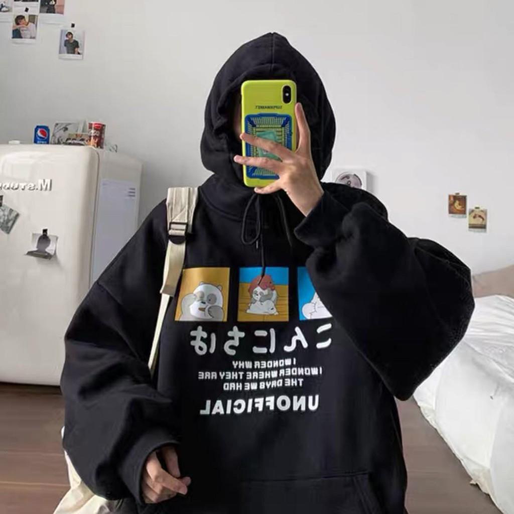 Áo Hoodie Nỉ - Áo Khoác Nỉ Nam Nữ Unisex BEAR 3 Màu Cực Hot- Hoodie Chữ Nhật Unisex Nam Nữ Có Mũ hình gấu