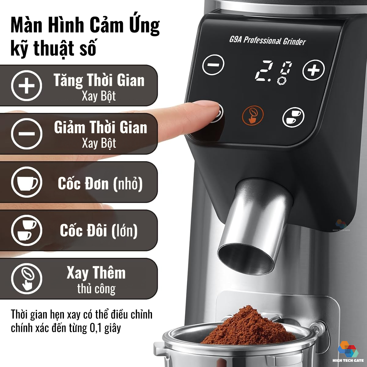 Máy Xay Cà Phê G9A Tự Động 2 Lập Trình, 100 Cấp Xay Cực Mịn, Thương Mại Chuyên Nghiệp, Bản Nâng Cấp, hàng chính hãng