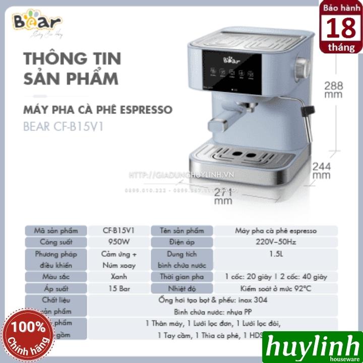 Máy pha cà phê Espresso Bear CF-B15V1 - Pha 1 - 2 tách tự động - Hàng chính hãng BH 18 tháng