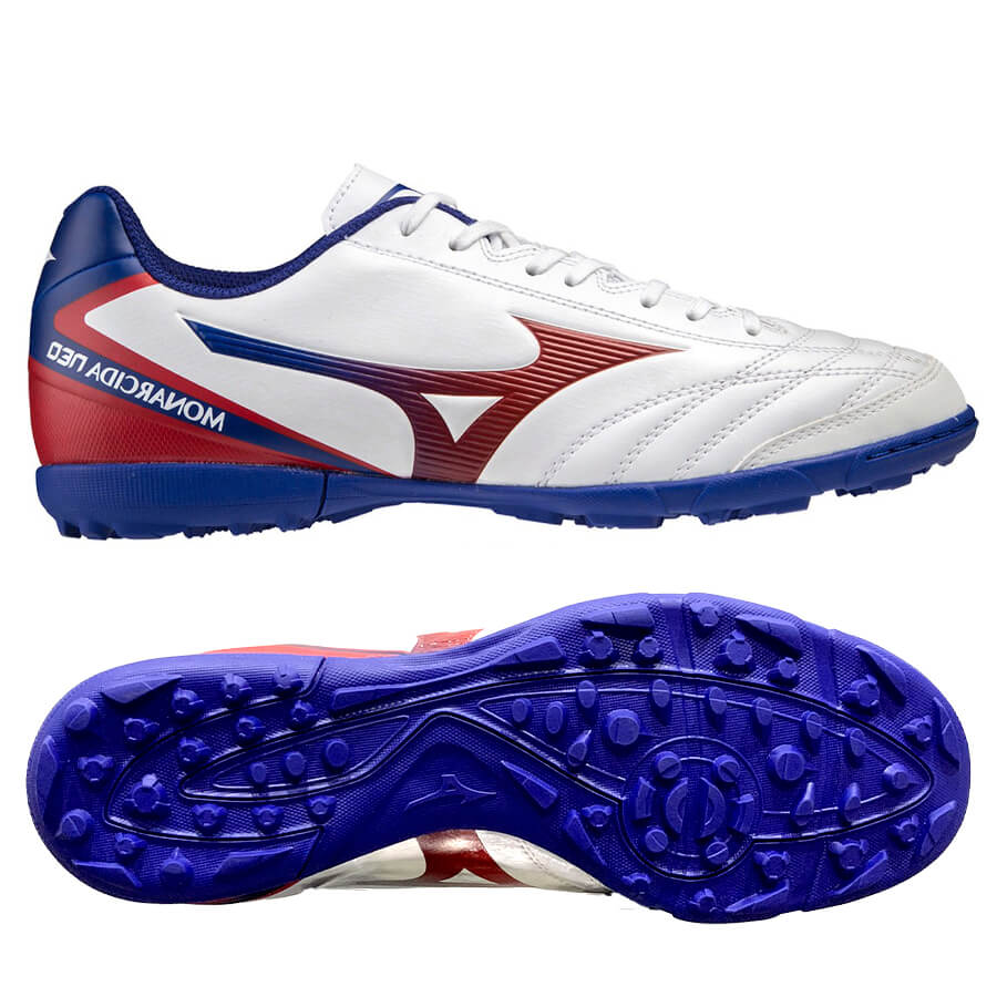 Giày đá bóng Mizuno Monarcida Neo Sala Select TF Q1GB212262 - Trắng Đỏ/Xanh