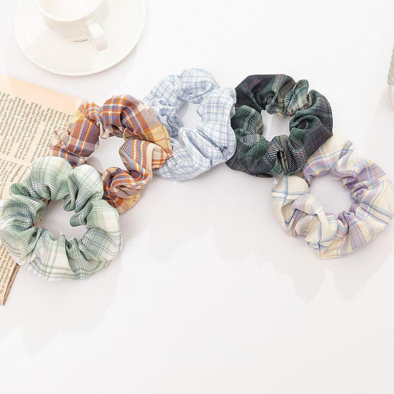 Dây buộc tóc vintage hàn quốc vải crunchies hoạ tiết caro
