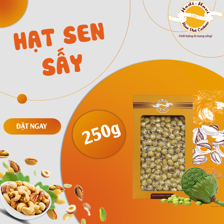 Hạt sen sấy giòn Hodi- NaVi hộp hút chân không 250g