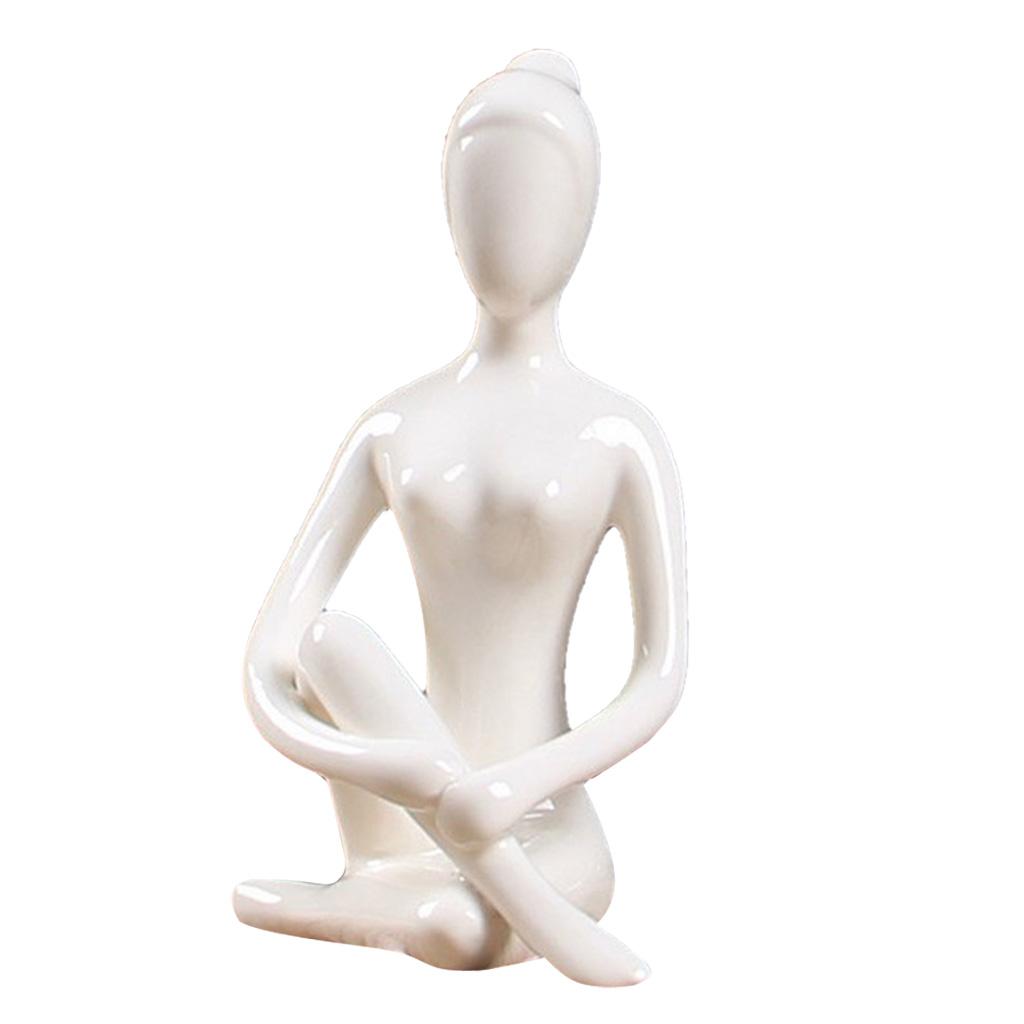 4x Ceramic Yoga Figure Ornament Statue Sculpture for  Desk Decor