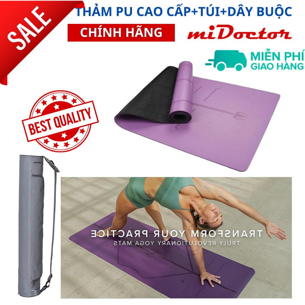 Thảm Tập Yoga Định Tuyến Da PU Chính Hãng miDoctor, Tặng Kèm Túi Đựng Thảm và Dây Buộc