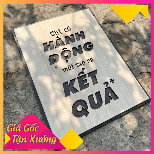 Tranh treo tường bằng Gỗ handmade khắc laser chữ slogan tạo động lực