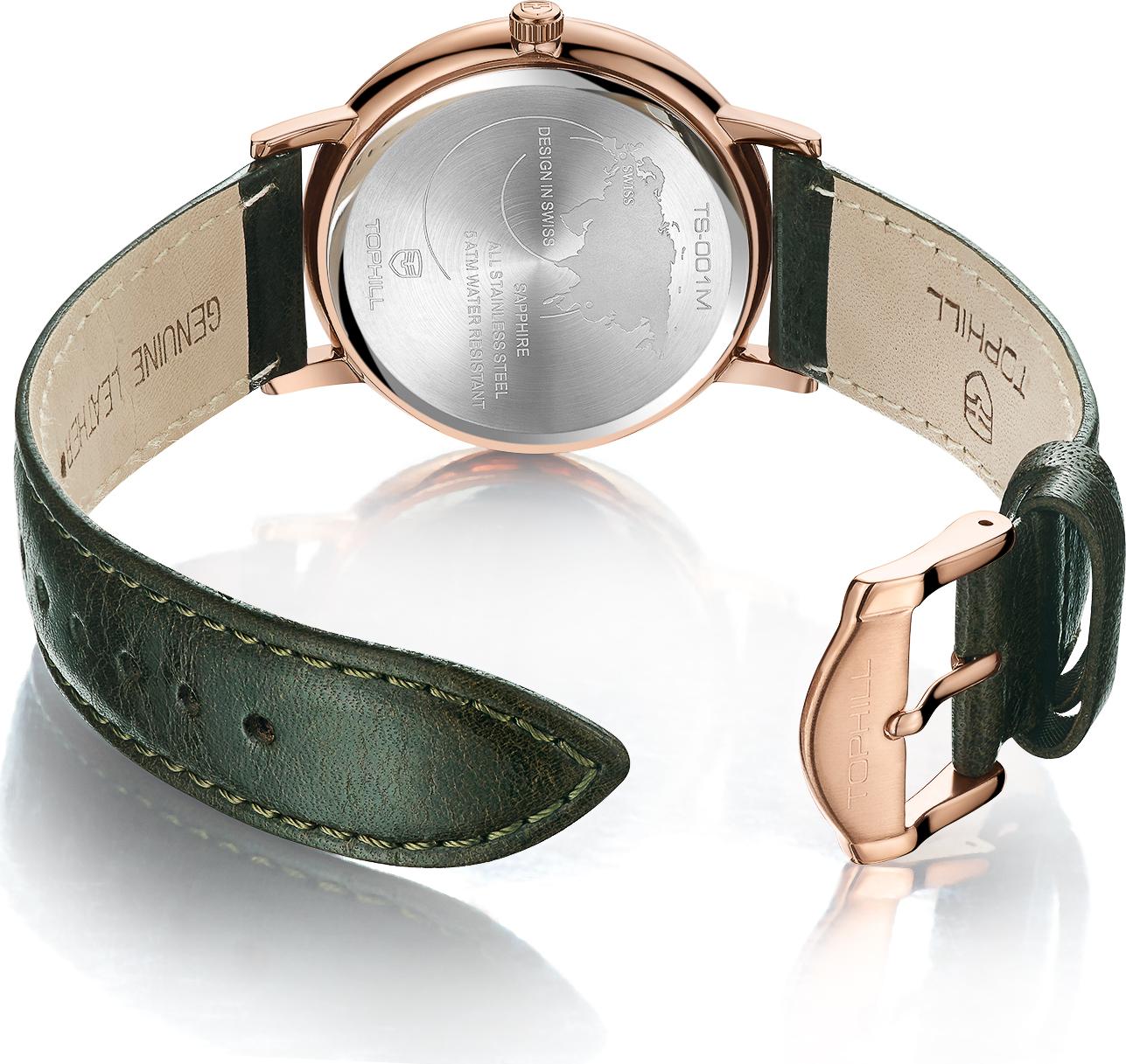 Đồng hồ nam dây da chính hãng Thụy Sĩ TOPHILL TS001M.PG3252