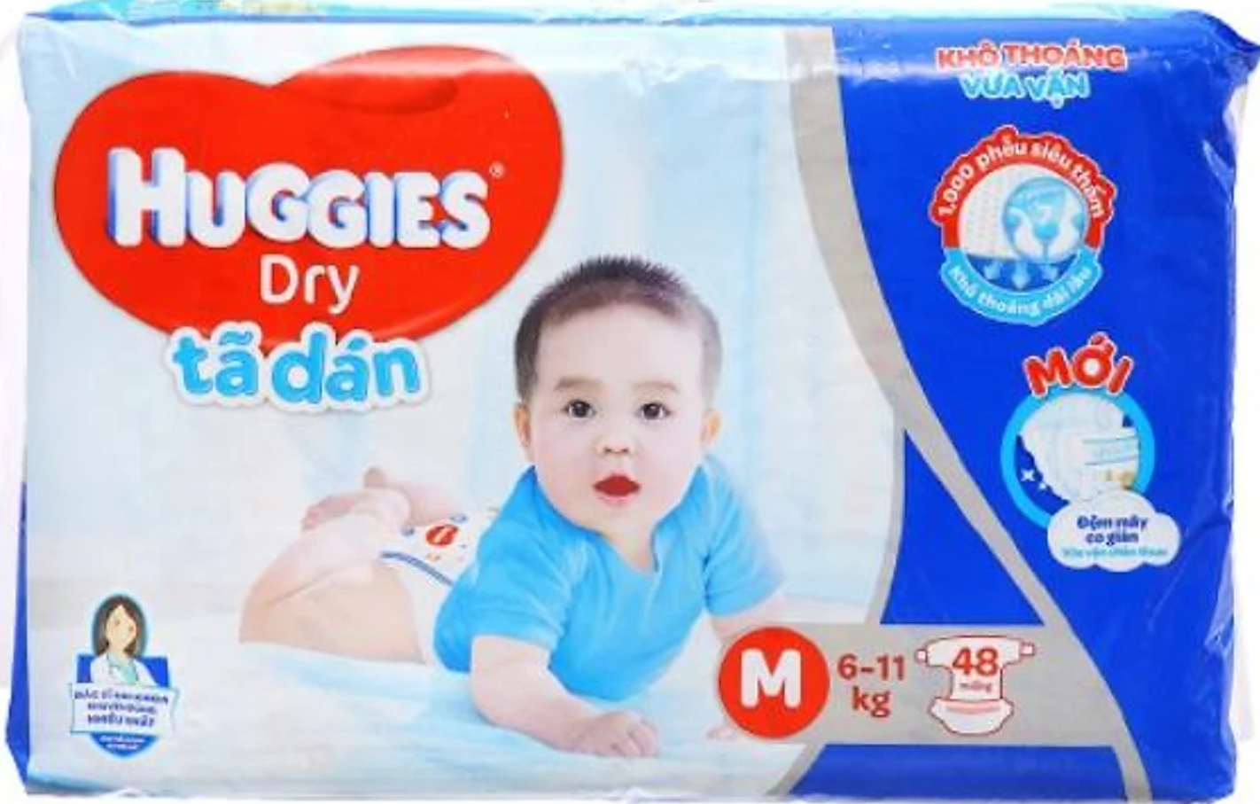 Tặng Thêm 3 Miếng Bên Trong - Tã dán Huggies M46 Skin Perfect Cho Bé Từ 6-11kg - Date mới