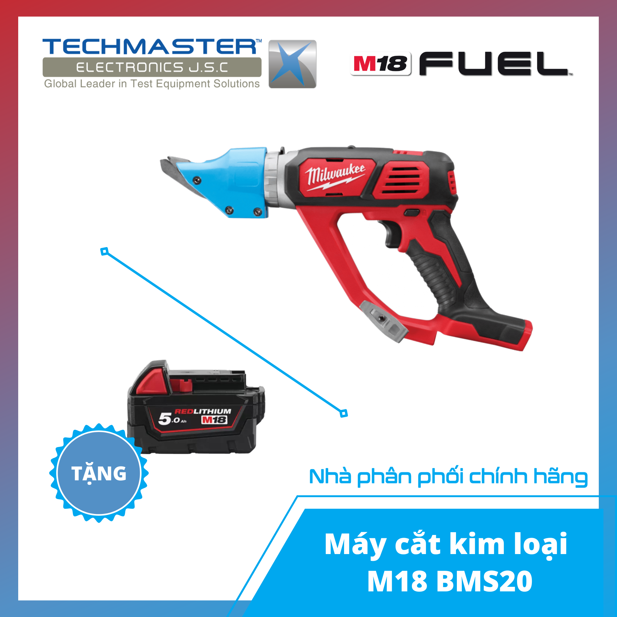 Máy cắt kim loại Milwaukee M18 BMS20-0 + TẶNG PIN 18V 5.0Ah-M18B5 (Hàng chính hãng Bảo hành 12 tháng)