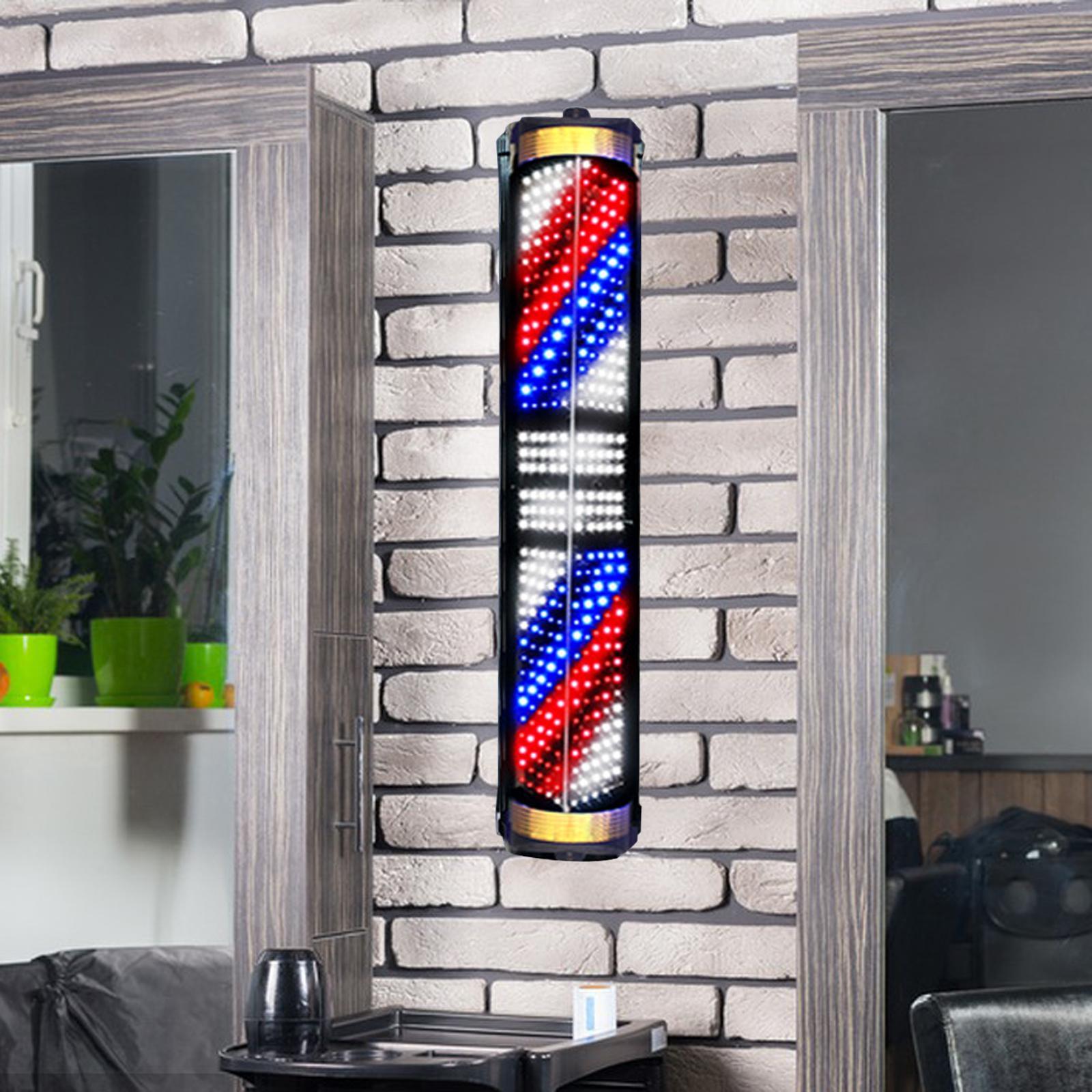 Rotating Pole LED Light Wall Mounted Barber Shop Sign Open Hairs Salon