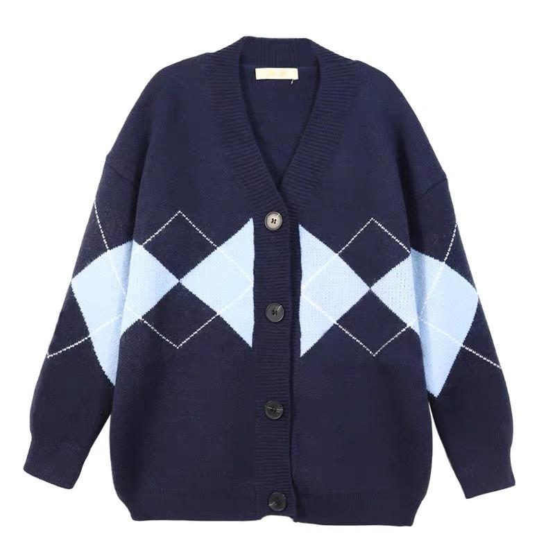 MS734 Áo khoác cardigan len hình trám cổ tim Hàn Quốc