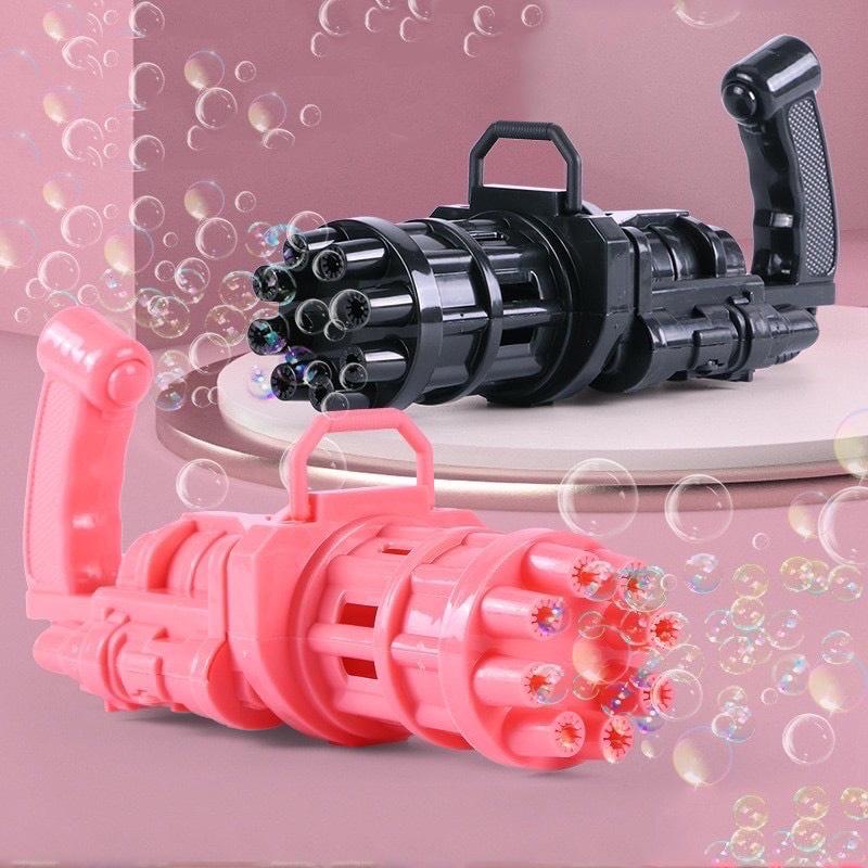 Súng bắn bong bóng, 8 nòng thổi cùng 1 lúc siêu nhiều bóng, máy sử dụng pin, TẶNG 1 LỌ NƯỚC TẠO BỌT