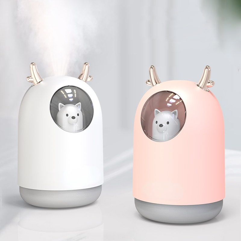 Máy Tạo Độ Ẩm Không Khí 300ML Hình Thỏ Dễ Thương Siêu Im Lặng USB Tinh Phòng Xe Ban Đêm LED Đèn Máy Lọc Không Khí Sương máy Làm Không Khí Tươi Hơn
