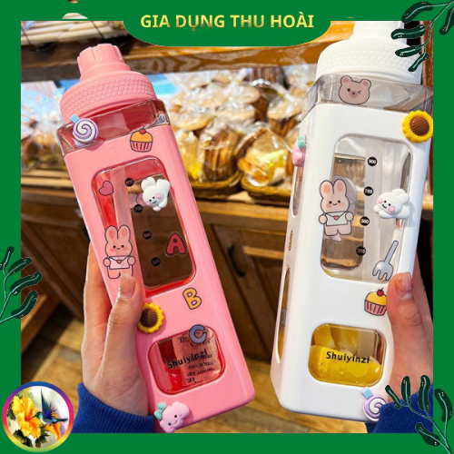 Bình nước vuông Con Gấu Siêu Cute 700ml