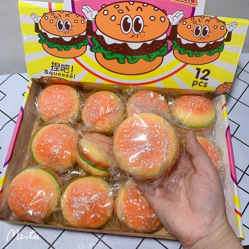 Squishy Mochi hình bánh humberger mềm mịn dễ thương chân thực giảm stress co dãn đàn hồi ngộ nghĩnh bóp giải trí