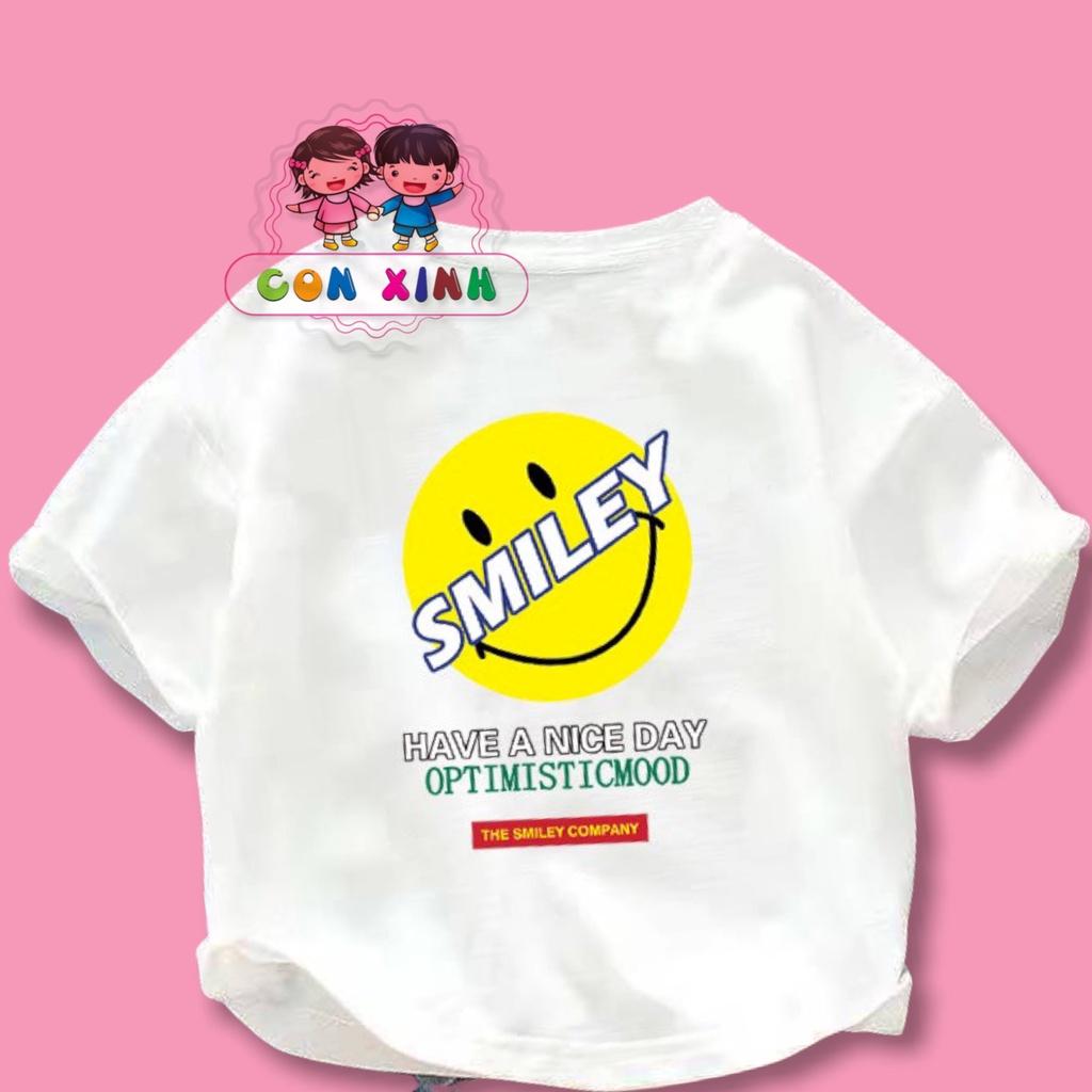 Áo thun bé trai CON XINH cotton hình in SMILEY,thời trang dành cho trẻ em từ 4 đến 10 tuổi