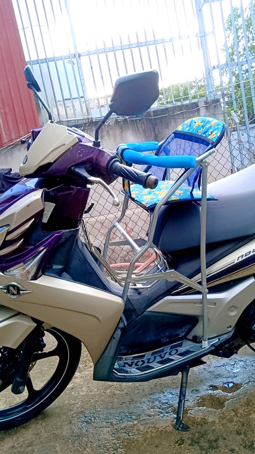 Ghế ngồi xe máy Novo cho bé, GHẾ GA XẾP SẮT SƠN TĨNH ĐIỆN