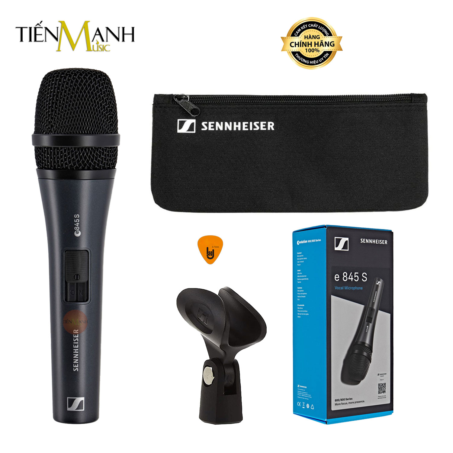 Micro Cầm Tay Sennheiser E845S Có Công Tắc - Mic E845 Dynamic Vocal Microphone E 845-S Hàng Chính Hãng - Kèm Móng Gẩy DreamMaker