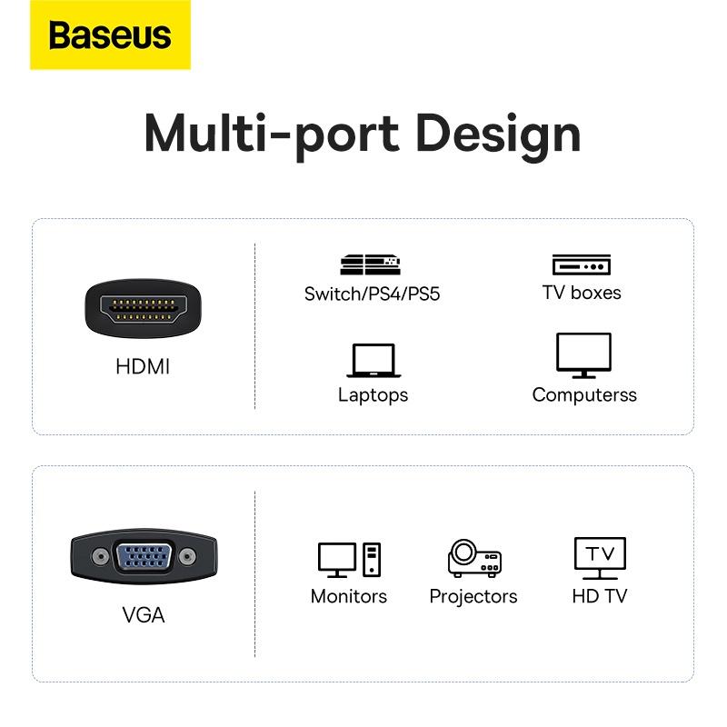 Hub Chuyển Đổi Kết Nối Baseus Lite Series Adapter HDMI to VGA (Hàng chính hãng)