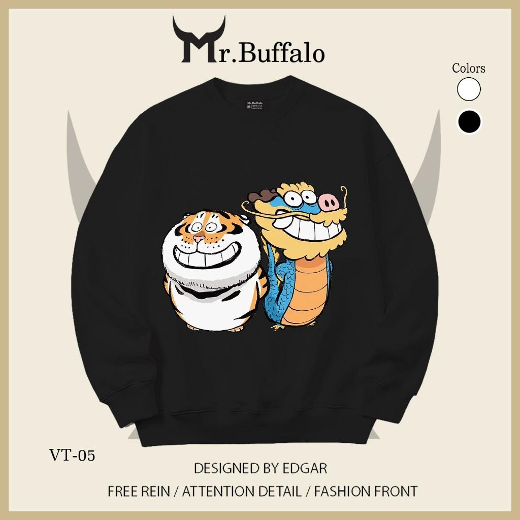 Áo Sweater Hổ, Rồng Vô tri Mr.Buffalo - VT04 Trắng