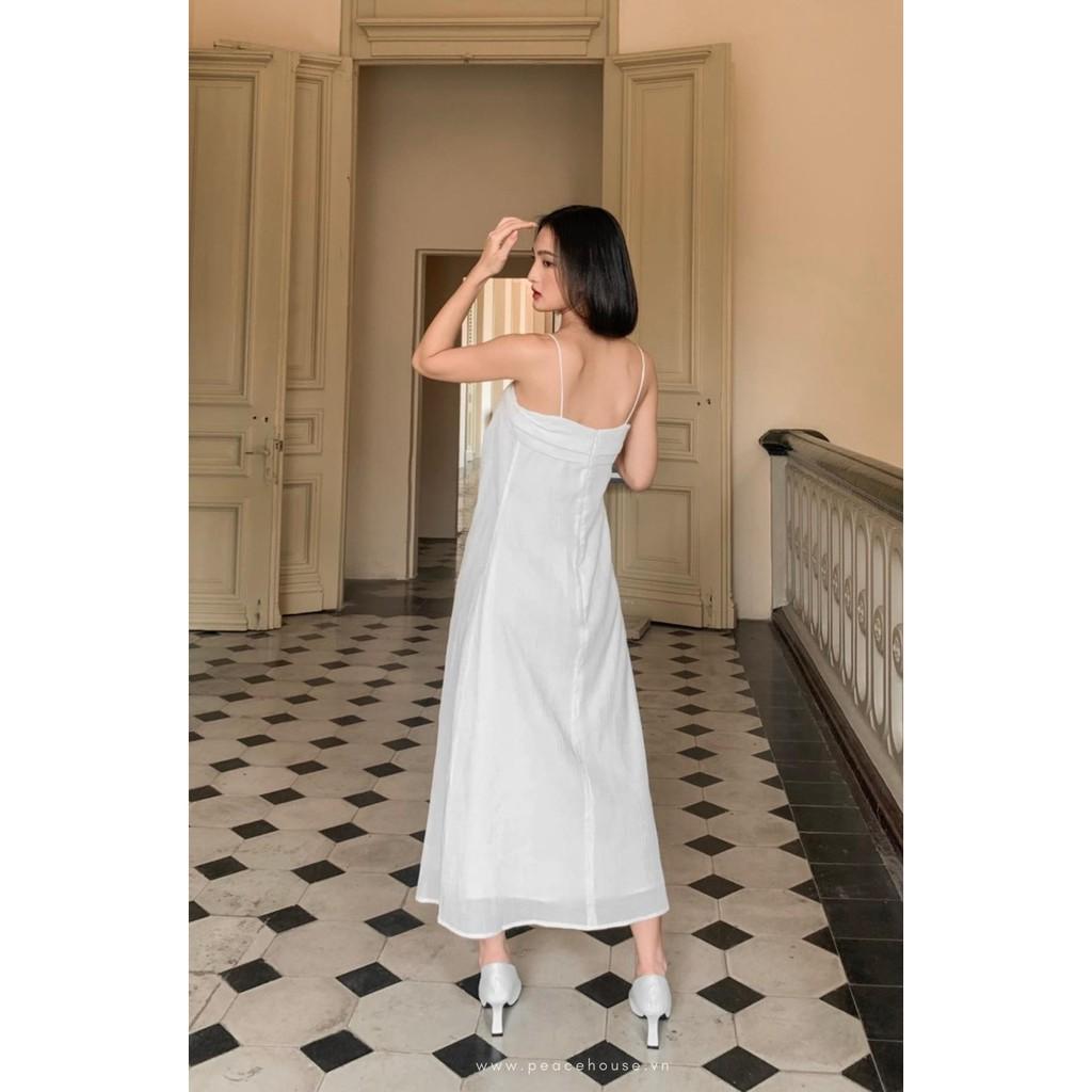 Đầm dây maxi linen dập, Peace House Clothing