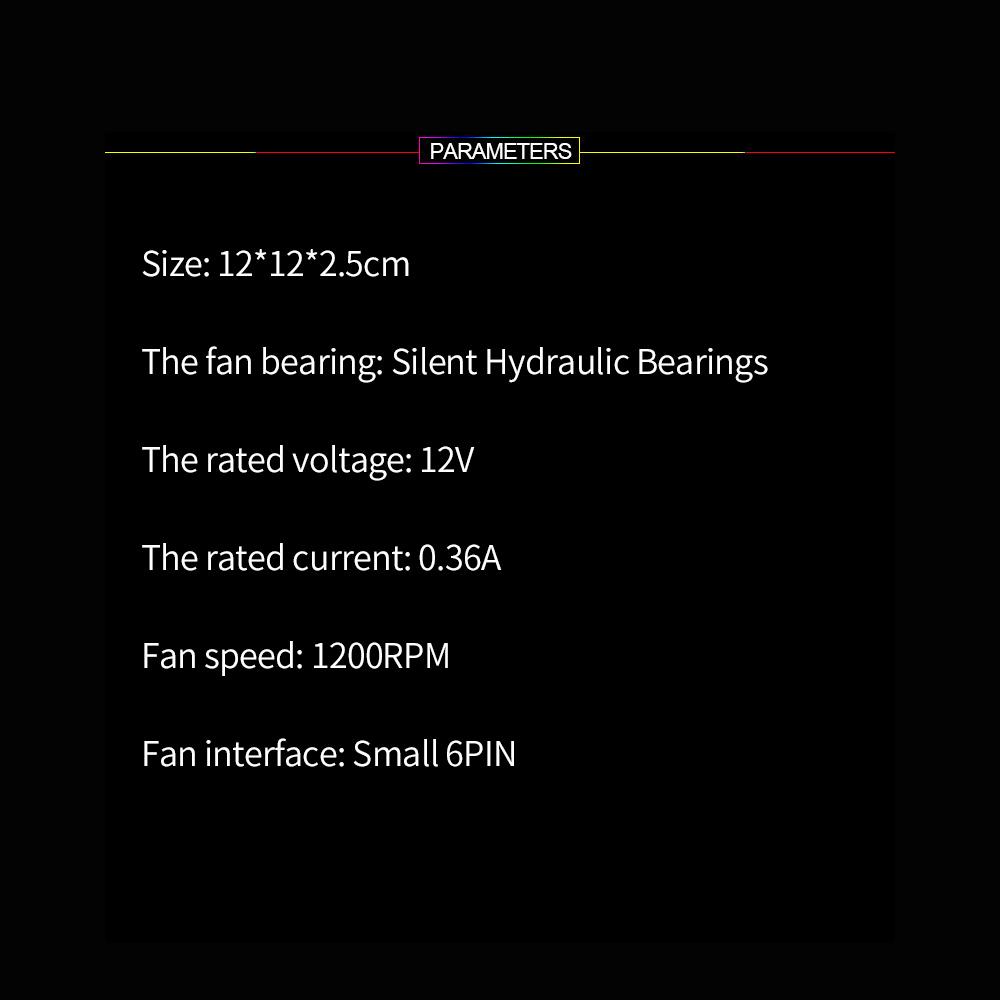 Quạt tản nhiệt máy tính Vỏ 12cm Làm mát Quạt RGB Tắt tiếng Chiếu sáng mát Tản nhiệt hiệu quả Vòng bi thủy lực im lặng