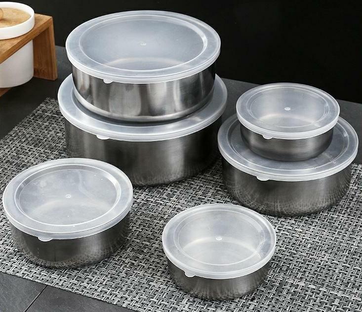 Sale Bộ Thố 5 Cái Inox Có Nắp Đậy Tiện Dụng - BỘ THỐ LẠNH INOX CAO CẤP